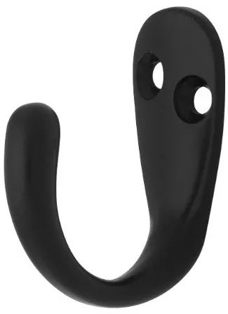 (12 Pack) Single Prong Coat Hook - 1-1/2" - Matte Black