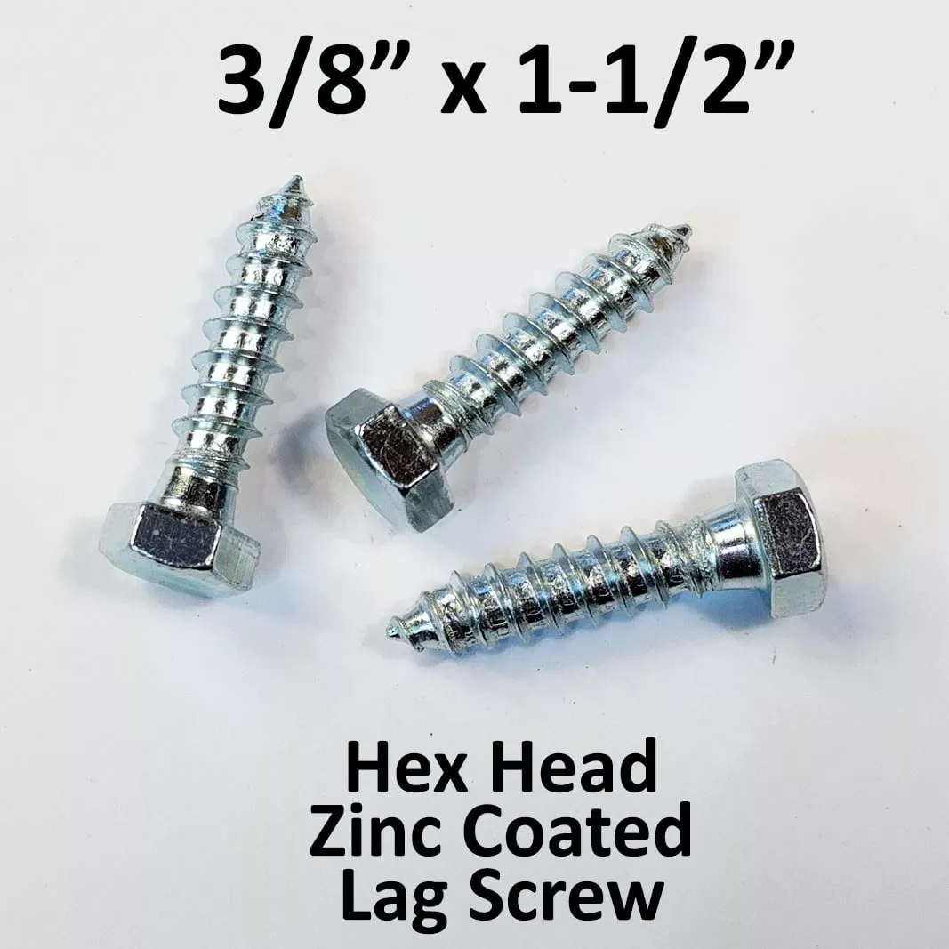 3/8" x 1-1/2" Lag Screws White Zinc Plated (Bulk Box) - RCG Designs - Stuff for the DIY Guy.