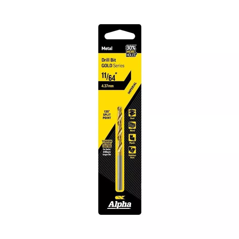 (4.37mm) Jobber Drill Bit Carded - Gold Series | Alpha