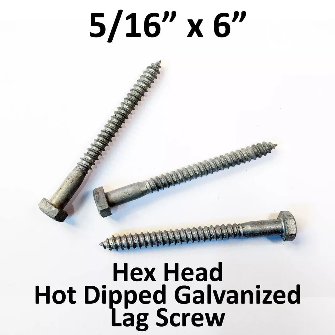 5/16 x 6" Lag Screws Galvanized Hot Dipped HDG (Bulk Box) - RCG Designs - Stuff for the DIY Guy.