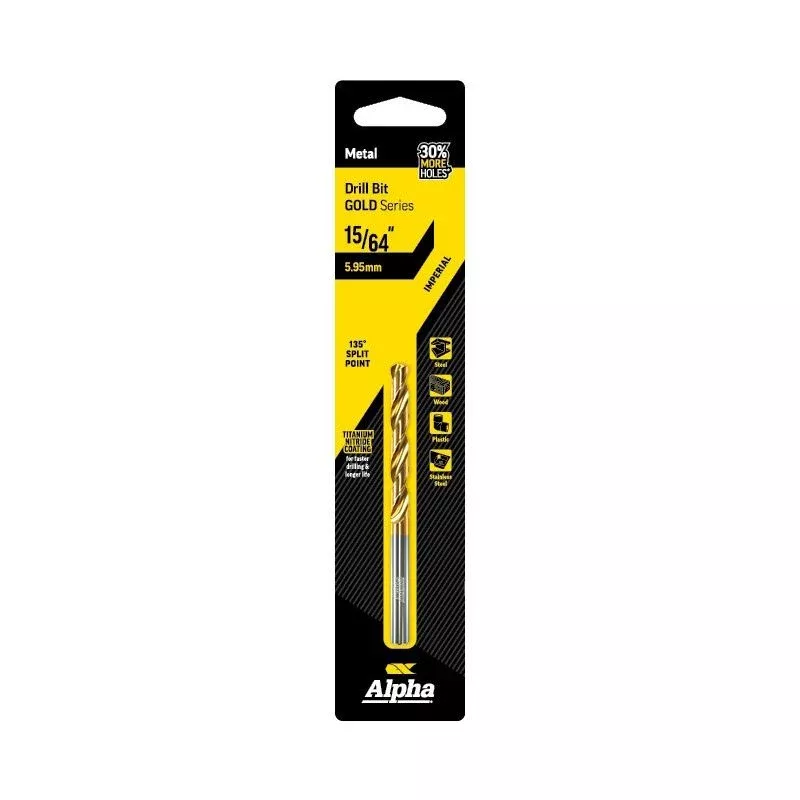 (5.95mm) Jobber Drill Bit Carded - Gold Series | Alpha