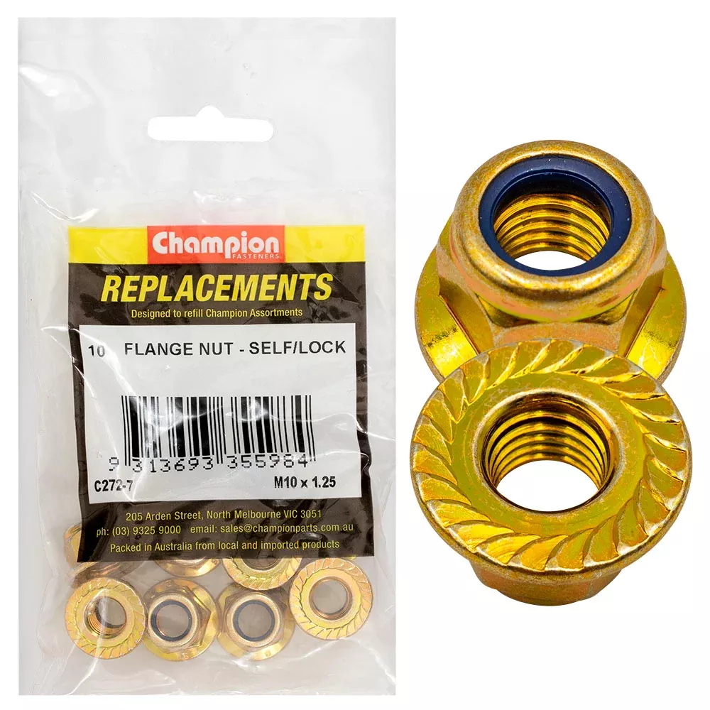 Champion Hex Flange-Self-Locking Nuts - Nylon Inser… | Industrial Shed