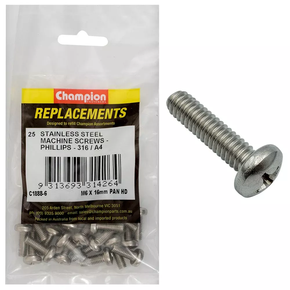 Champion Machine Screws - Pan - Phillips Stainless… | Industrial Shed