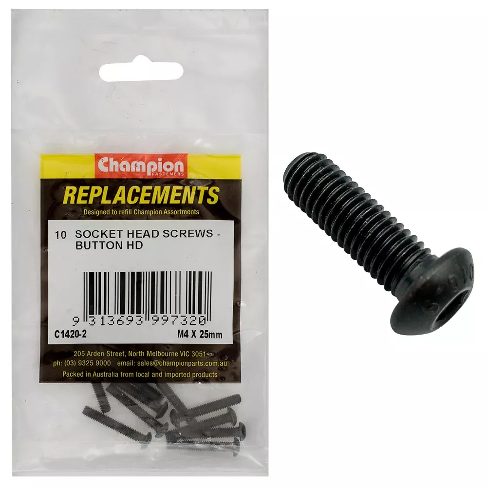 Champion Socket Head Cap Screws - Button Head - M4… | Industrial Shed