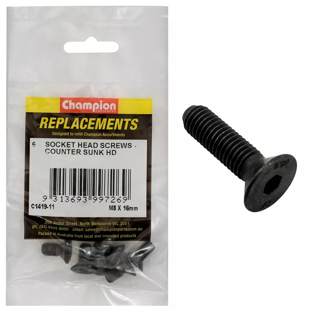 Champion Socket Head Cap Screws - Countersunk - M8… | Industrial Shed