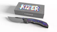 (Coming in Nov) Exclusive Kizer Silver Wing Lite Folding Knife Titanium and Timascus Handle Hand Brushed S45VN Blade ZX-FK09E1