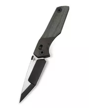 (Damaged Box) Bestech Cetus Folding Knife Black/Bronze Titanium/Black Canvas Micarta Handle M390 Black/Satin Finish Tanto Plain Edge BT2304A