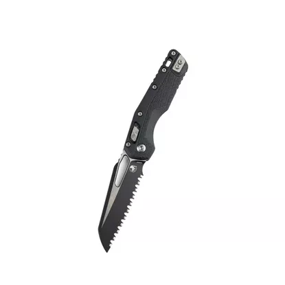 Microtech MSI S/E Tri-Grip Polymer Black Serrated Stonewash (210T-3PMBK)