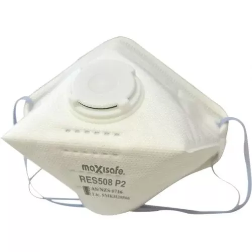 P2 Horizontal Flat Fold Respirator With Valve, Box Of 20 | Maxisafe