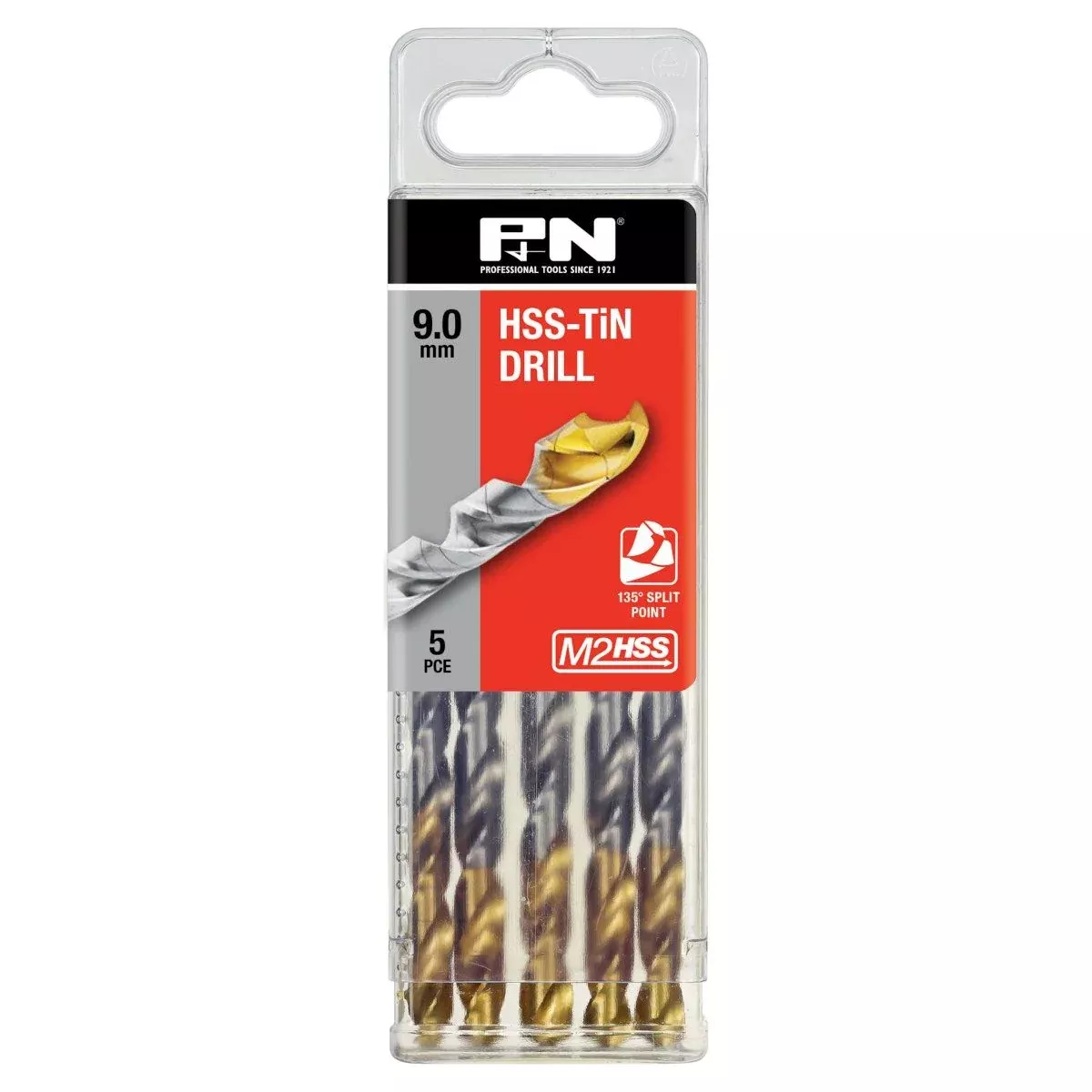 PandN 9.0mm HSS TiN-Tip Jobber Drill Bit (5 Pack)