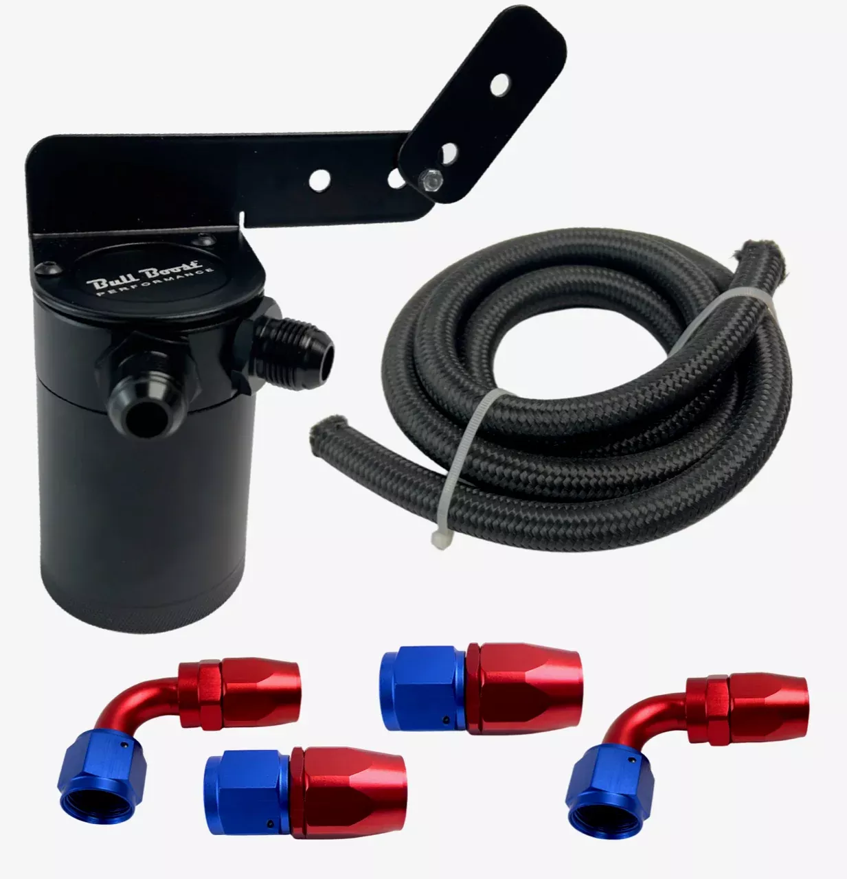 Universal Performance Oil Catch Can 2 Port -6AN + Adjustable Mounting Bracket Kit Turbo V2