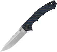 Zero Tolerance Small Sinkevich Folding Knife Blue Titanium/Carbon Fiber Handle Magnacut Drop Point Plain Edge Satin Finish 0450BLUCF